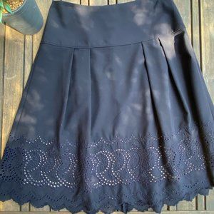 Ann Taylor Navy A-line Scalloped Bottom Skirt | S6